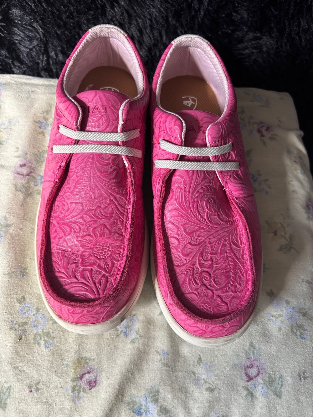 Ariat Hot Pink Embossed Slip-On Loafers
